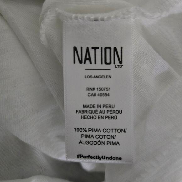 Nation LTD Raina One Shoulder Tee White Balloon Sleeve Pima Cotton T Shirt Small - Picture 14 of 14